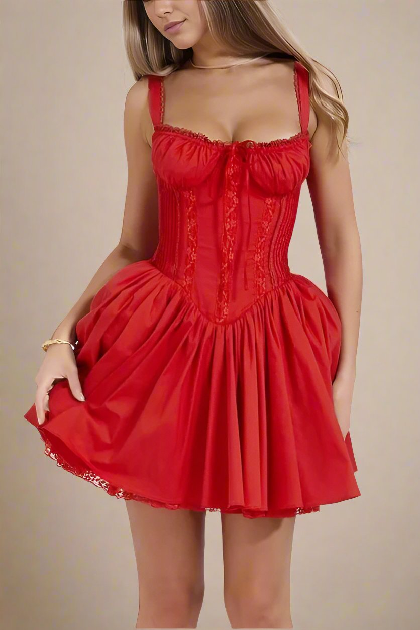 Belle Bodycon Mini Dress - Lipstick Red - Fashionpara