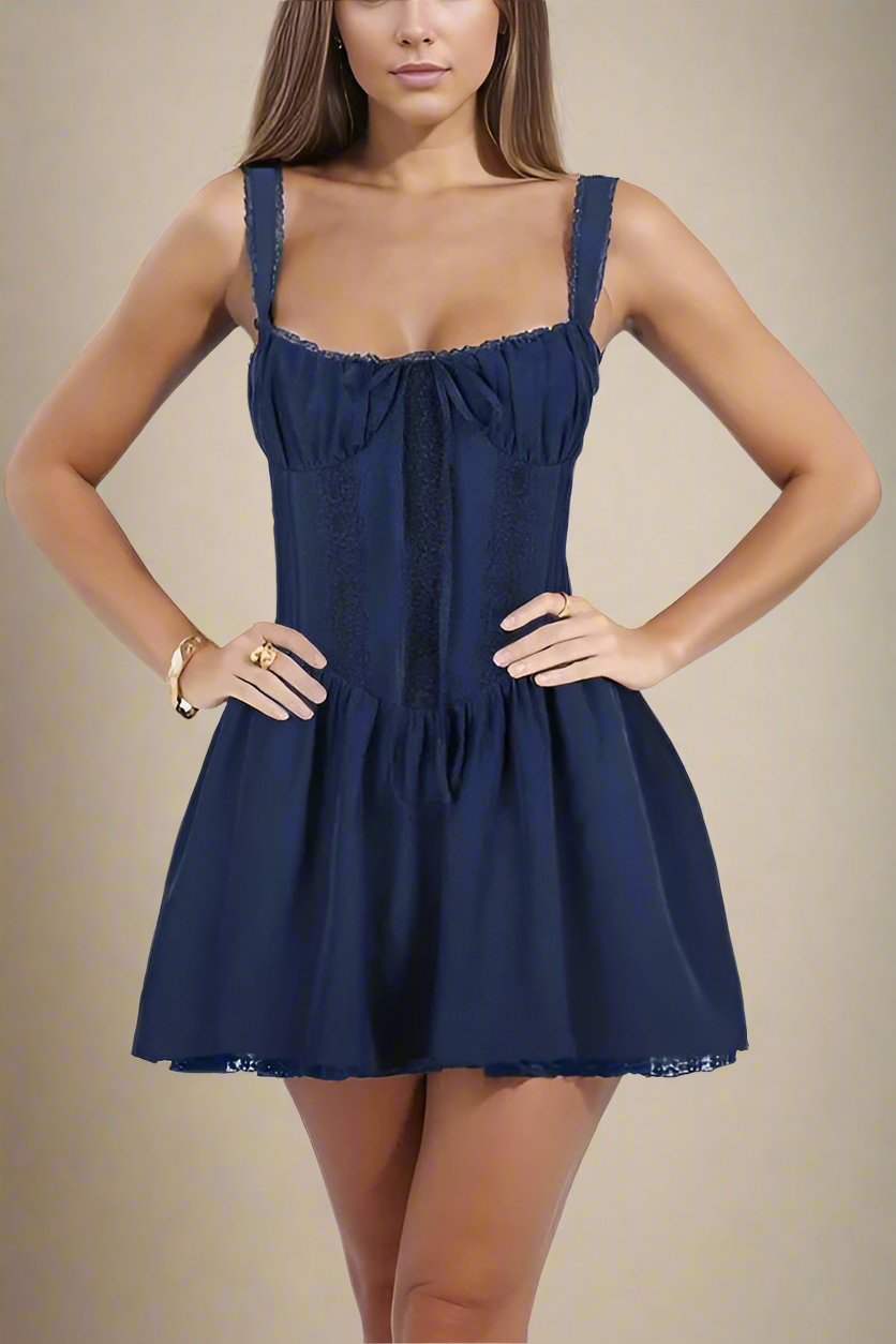 Belle Bodycon Mini Dress - Navy Blue - Fashionpara