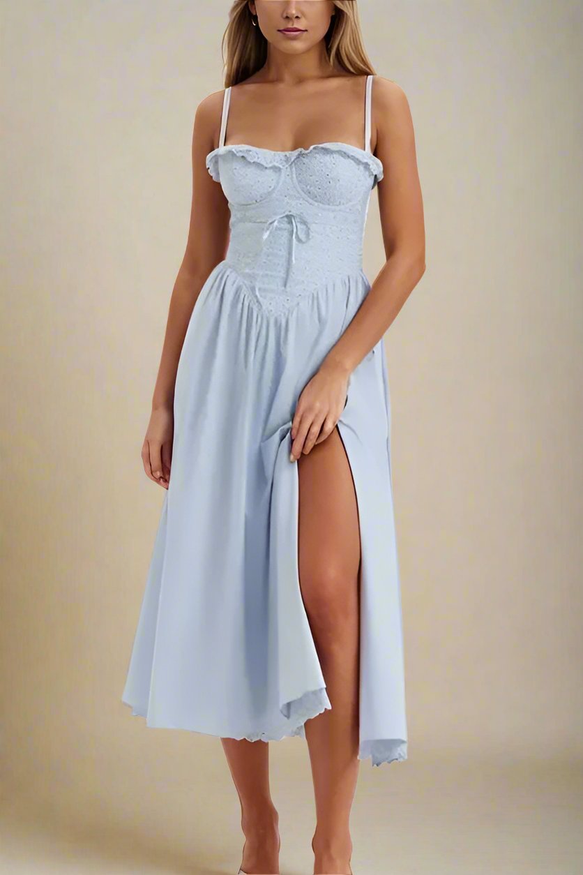 Betty Bodycon Day Midi Dress - Baby Blue - Fashionpara