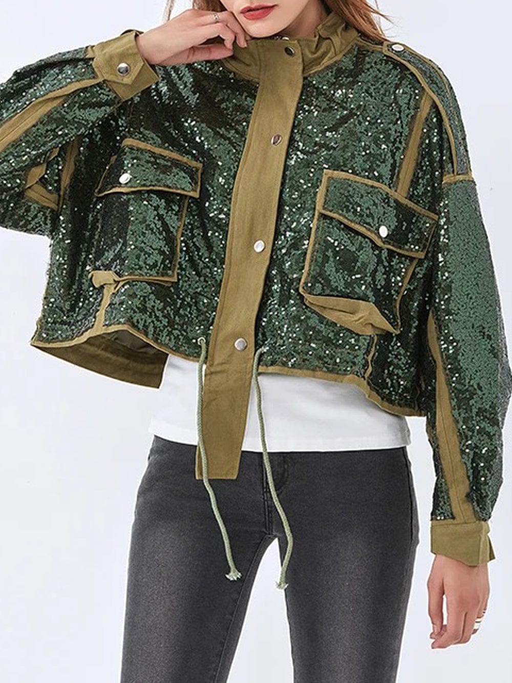 Sequined Casual Jacket - Fashionpara
