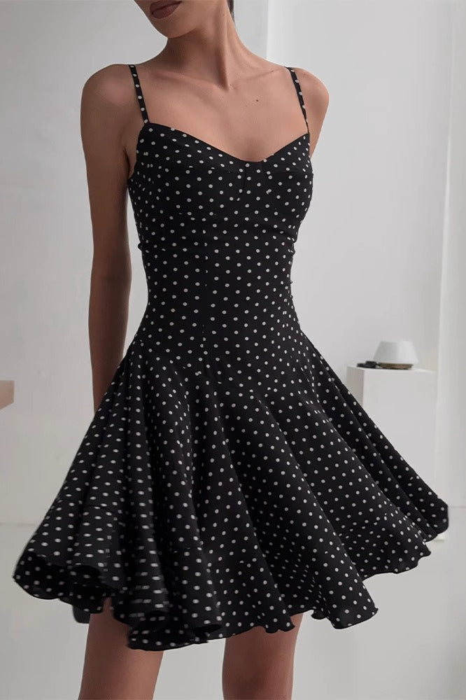 Polka Dot A-Line Cami Mini Dress - Fashionpara