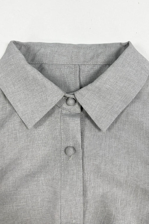 Elegant Long Sleeve Collared Midi Dress