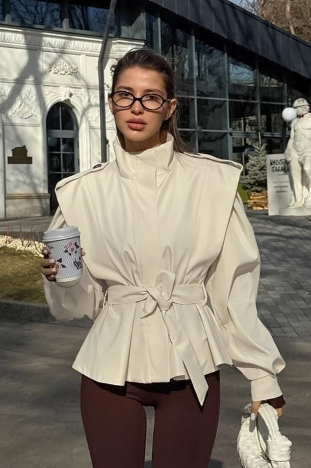 Elegant Tie-Waist Long-Sleeve Trench Coat for Sophisticated Style