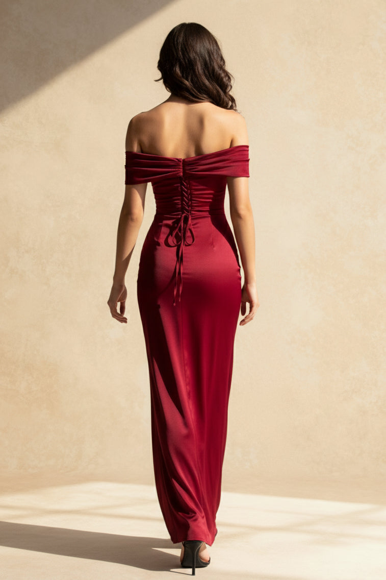 Satin Off-Shoulder A-Line Birthday Dress