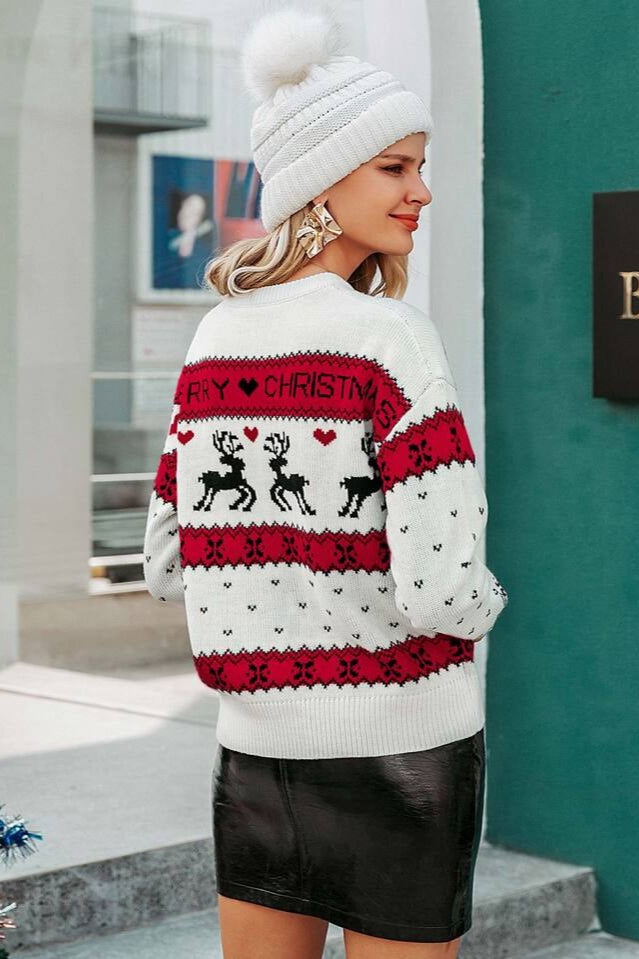 Cozy Moose Polka Dot Color Block Sweater