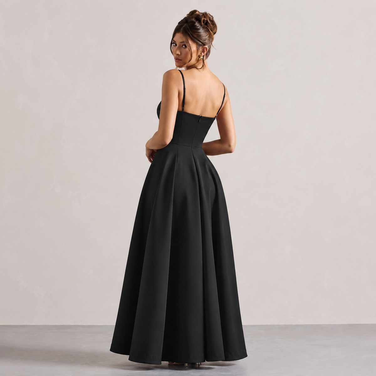 Sweetheart Cami Strap Corset A-Line Satin Midi Dress 3