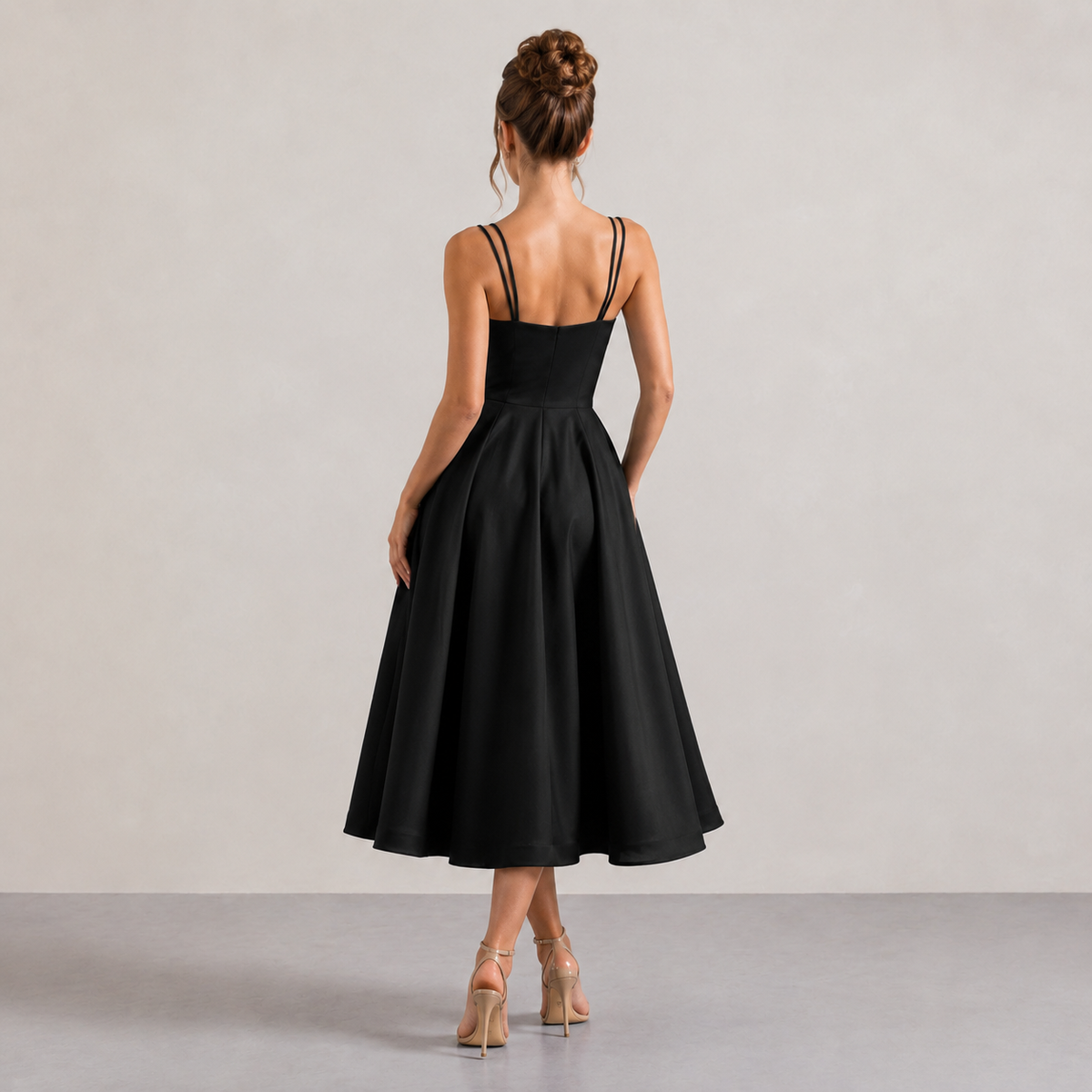 Sweetheart Double Strap Fit and Flare Midi Dress 3