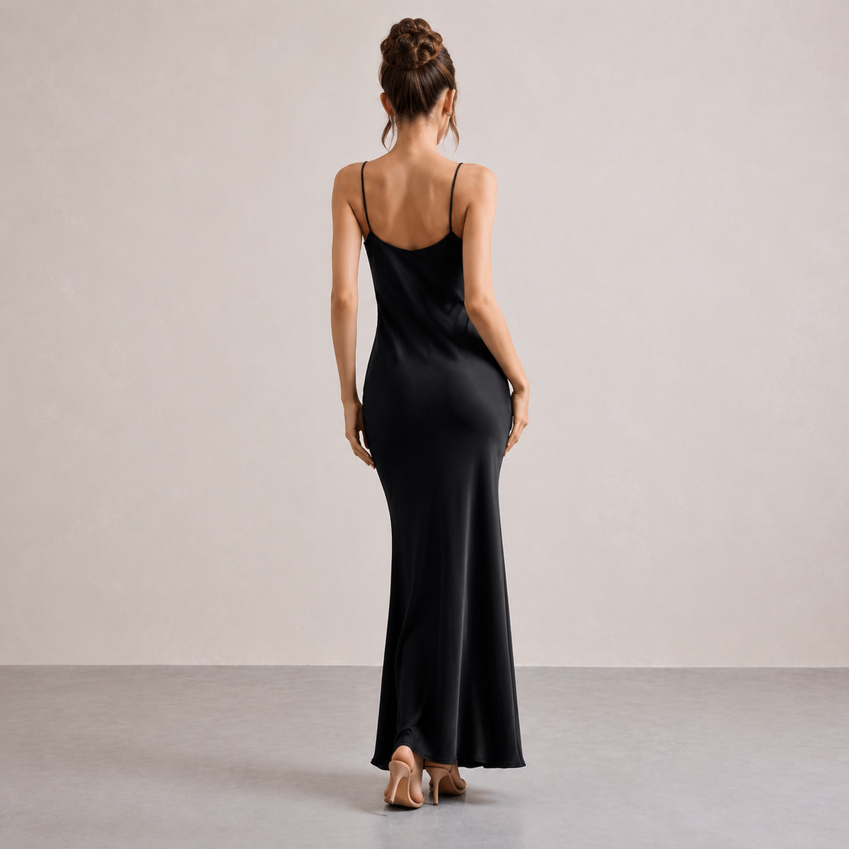 V-Neck Strappy Satin Slip Maxi Dress 3