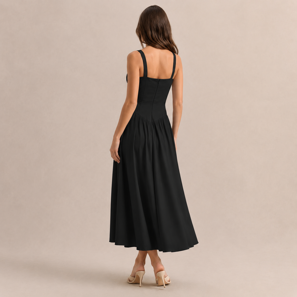 Sweetheart Neck Corset Bodice High Split Maxi Dress 3