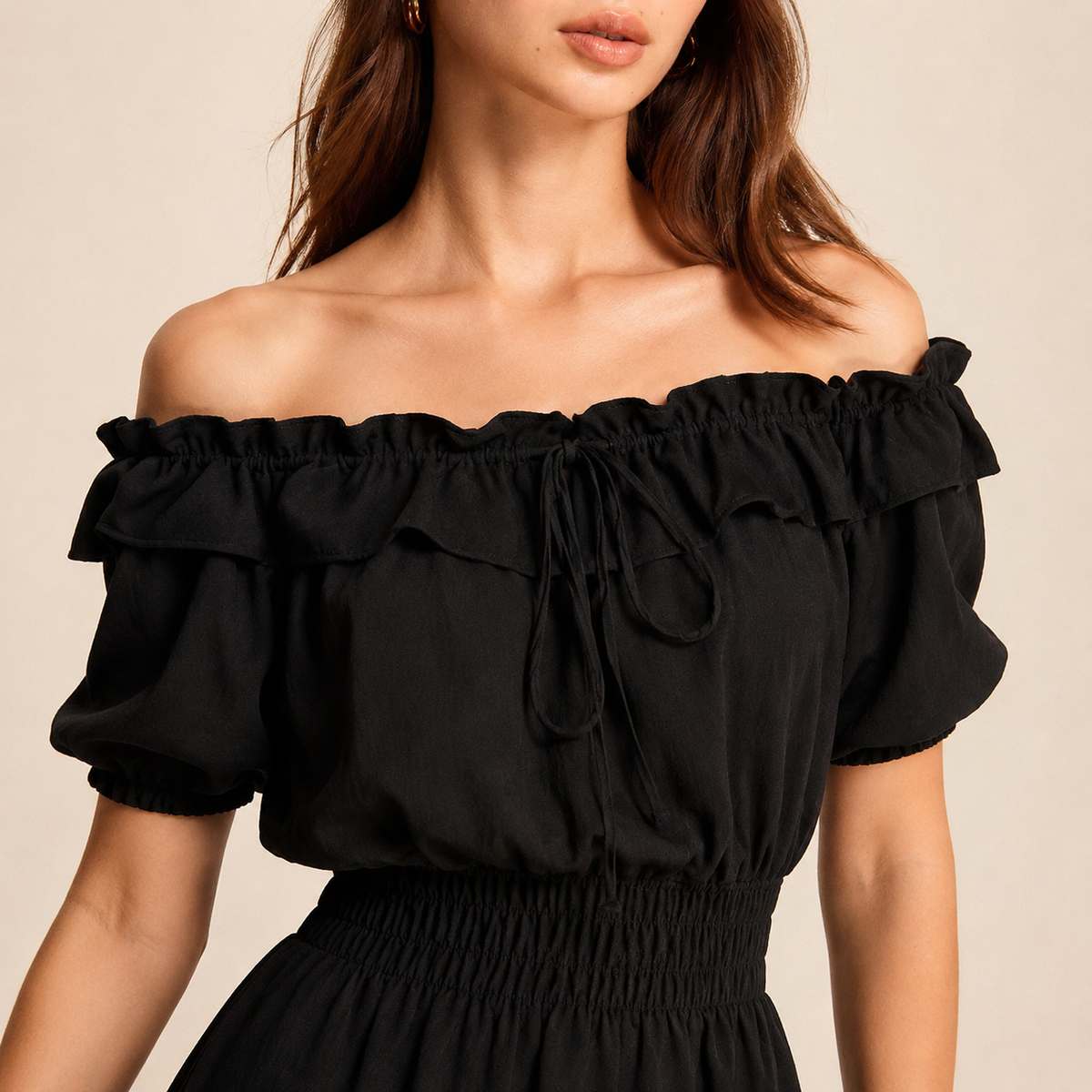 Off Shoulder Ruffle Puff Sleeve Tiered Maxi Dress 2