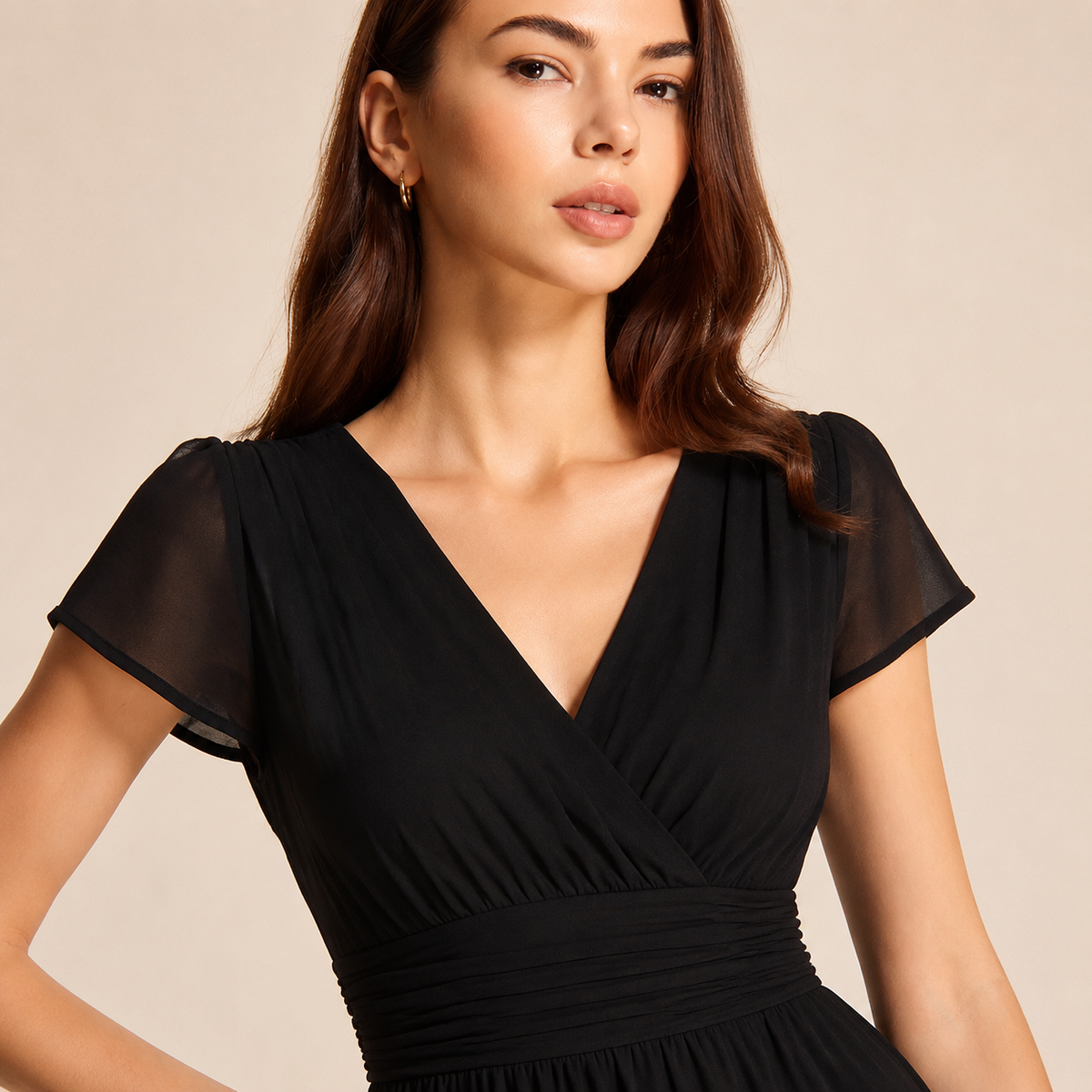 V-Neck Flutter Sleeve Fit and Flare Mini Dress 2