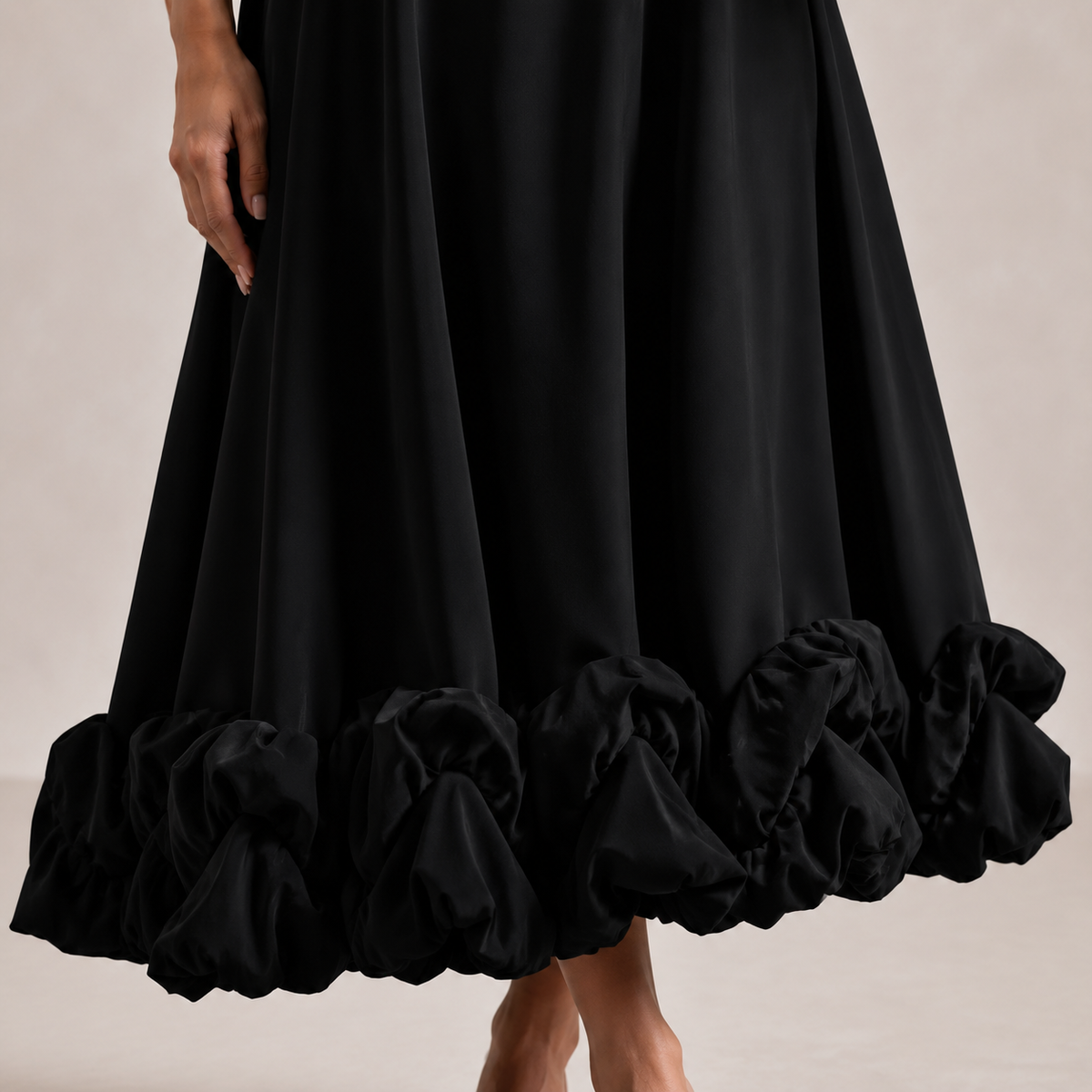 Scoop Neck Strappy Ruffle Hem A-Line Midi Dress 2
