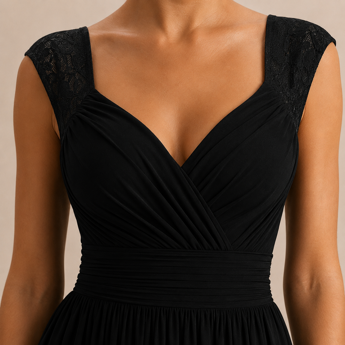 Sweetheart Cap Sleeve High Split Chiffon Maxi Gown 2