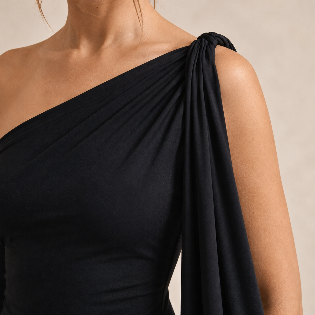 One Shoulder Draped Sash Bodycon Maxi Dress 2