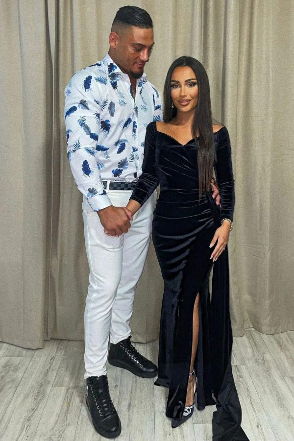 Black Long Sleeves Velvet Prom Dresses Mermaid With Slit - Fashionpara