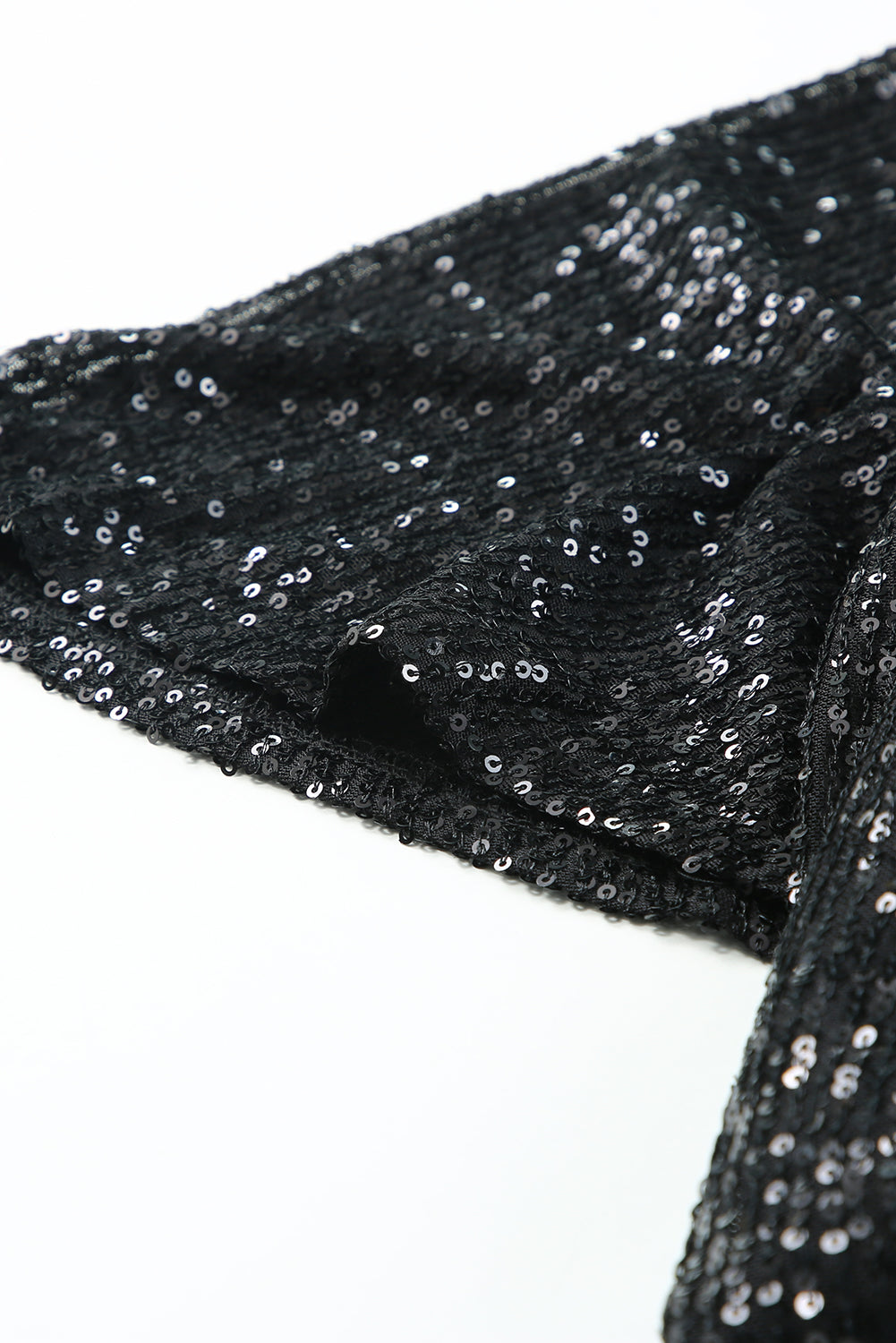 Black Luster Sequin Half Sleeves Draped Open Front Top  Fashionpara