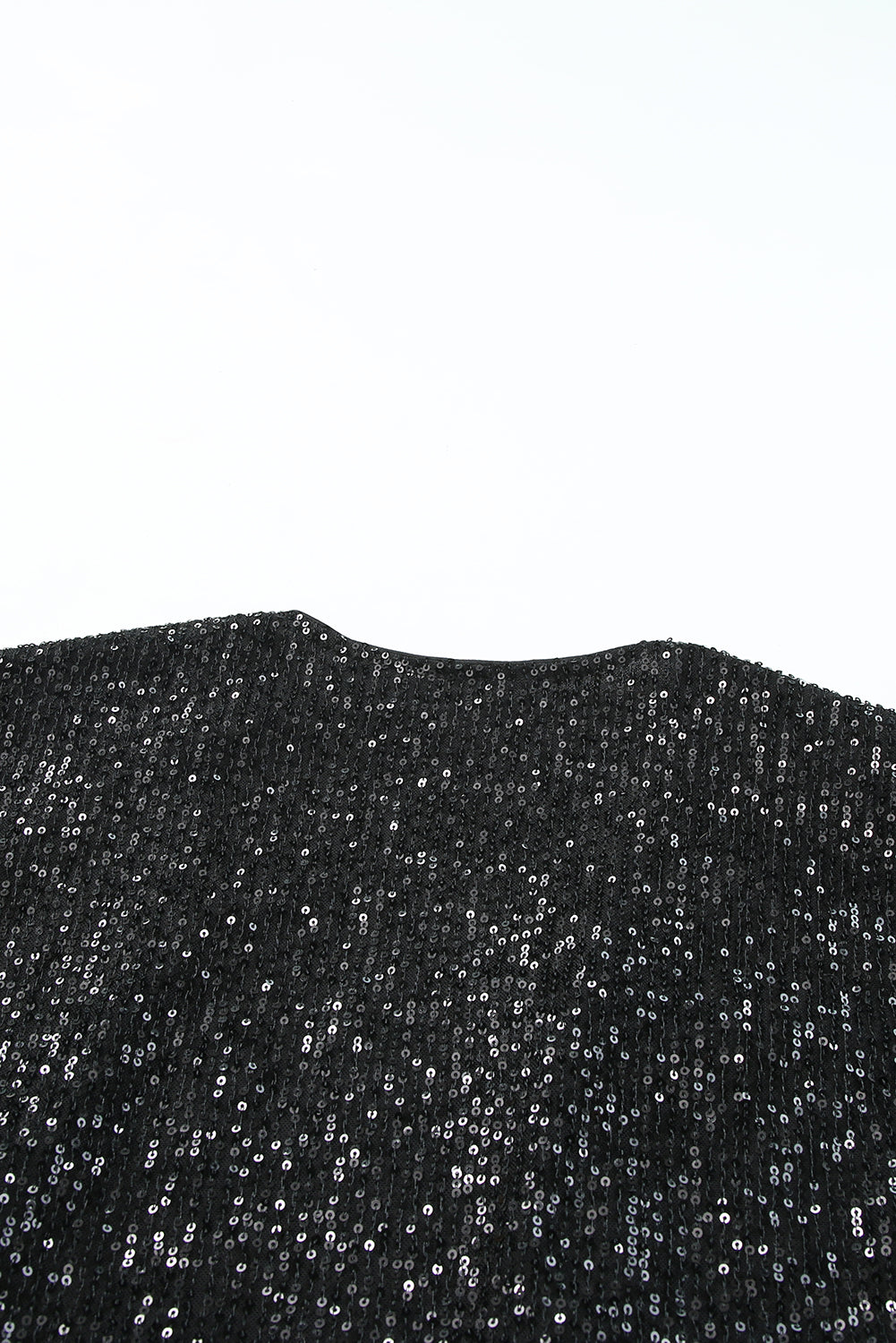 Black Luster Sequin Half Sleeves Draped Open Front Top  Fashionpara