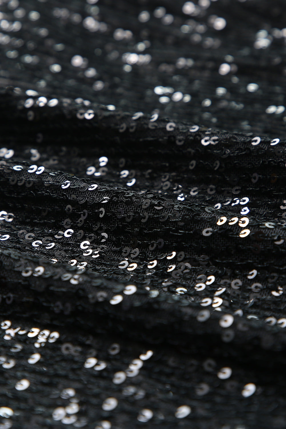 Black Luster Sequin Half Sleeves Draped Open Front Top  Fashionpara