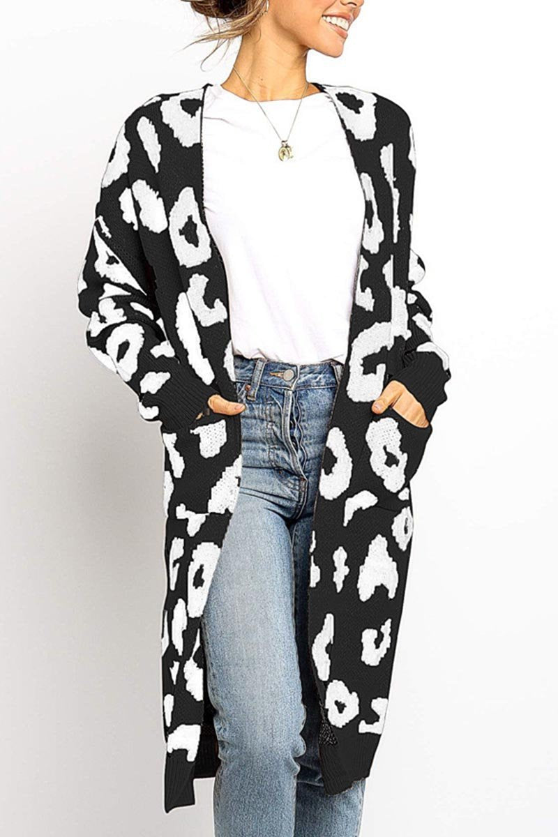 Florcoo Leopard Print Cardigan Sweater - Stylish Comfort Wear