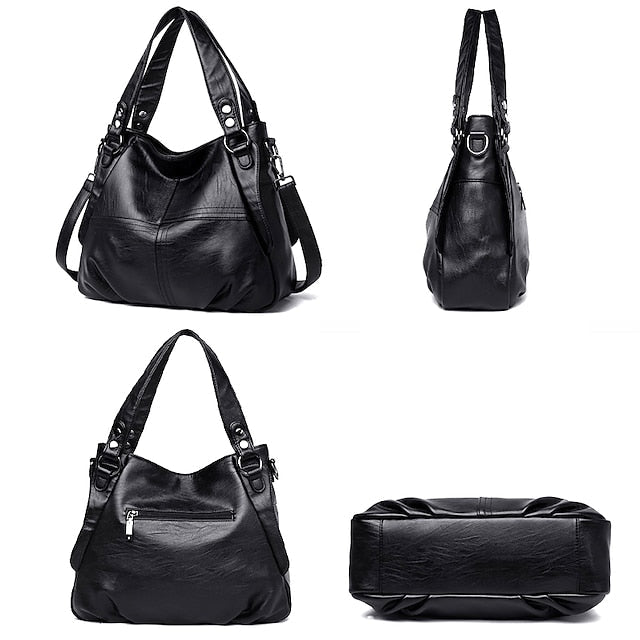 Bag Burgundy Faux Large Leather Shoulder