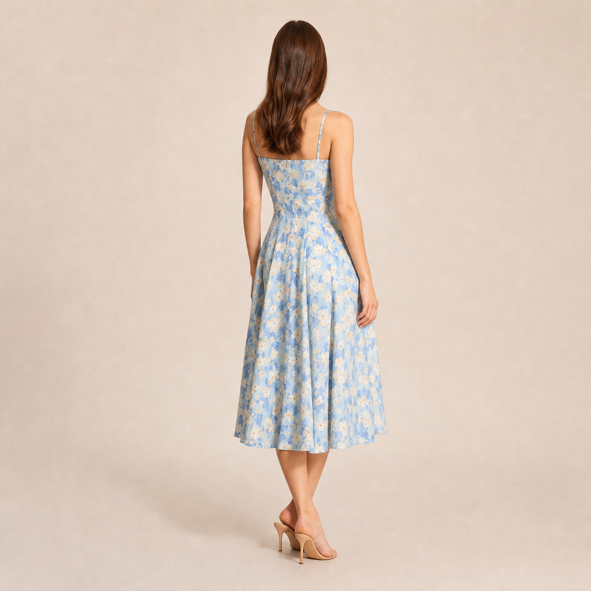 Floral Strappy Fit and Flare Midi Dress 3