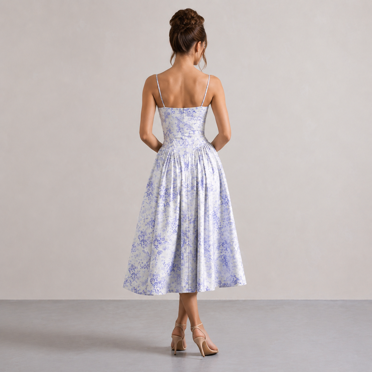 Sweetheart Bustier Fit and Flare Midi Dress 15