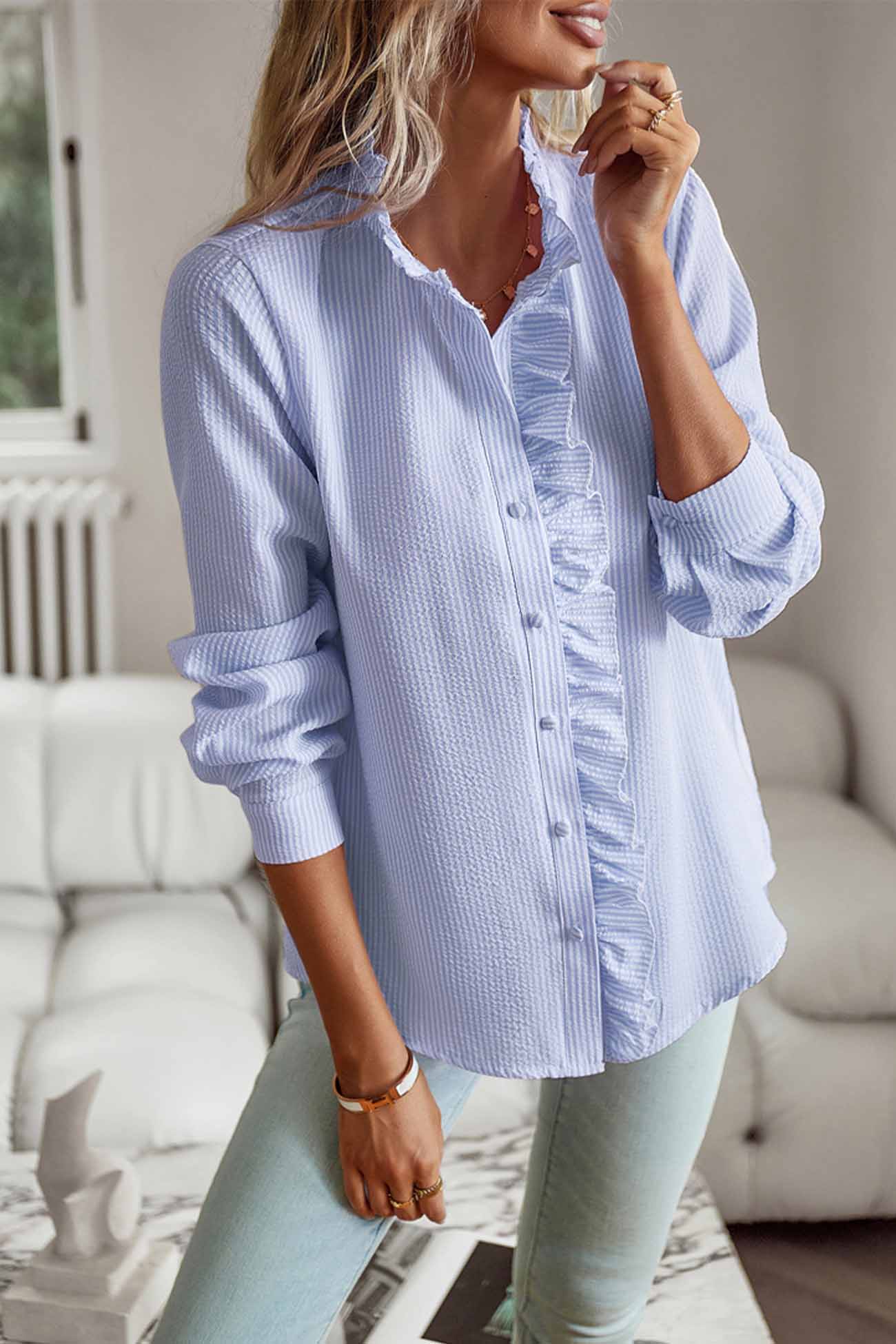 Floral Lace Long Sleeve Blouse - Fashionpara