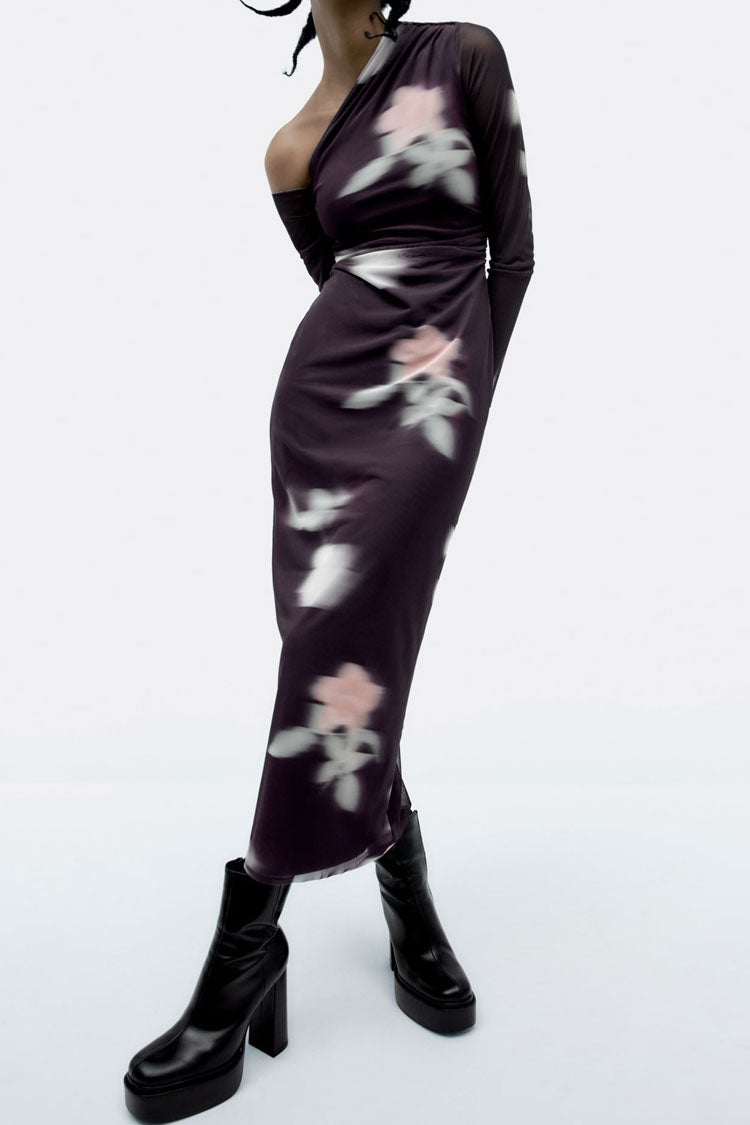 Mesh Long Sleeve Bodycon Maxi Dress - View 2