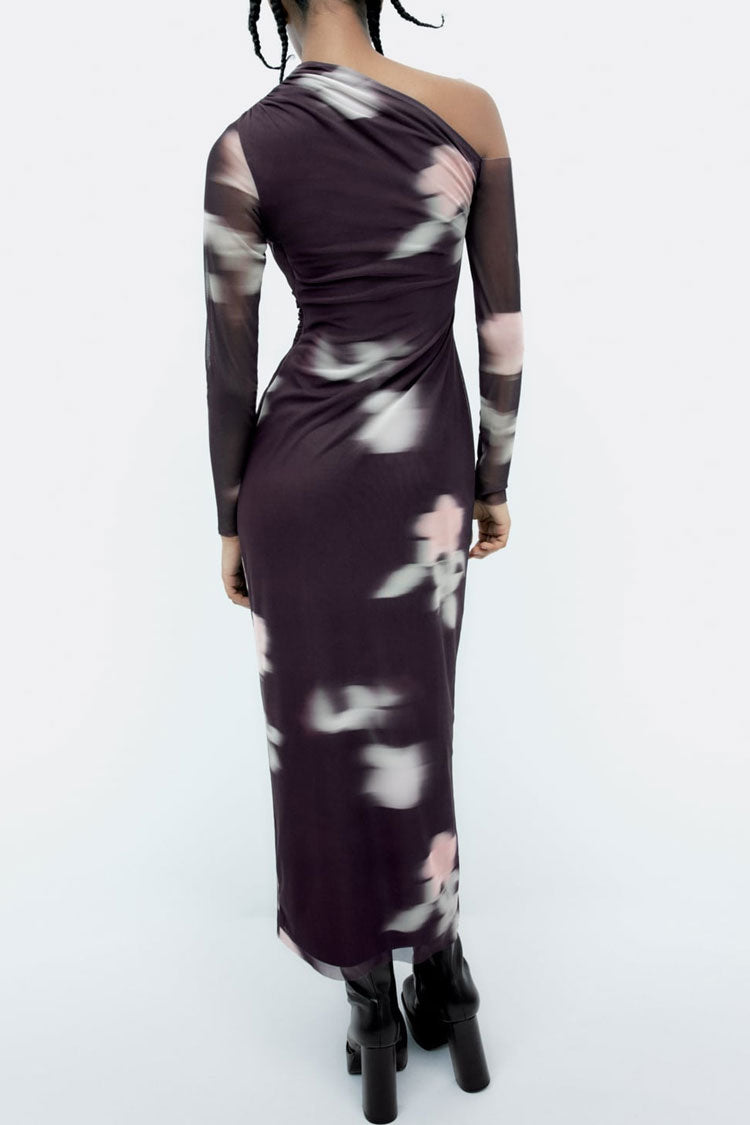 Mesh Long Sleeve Bodycon Maxi Dress - View 3