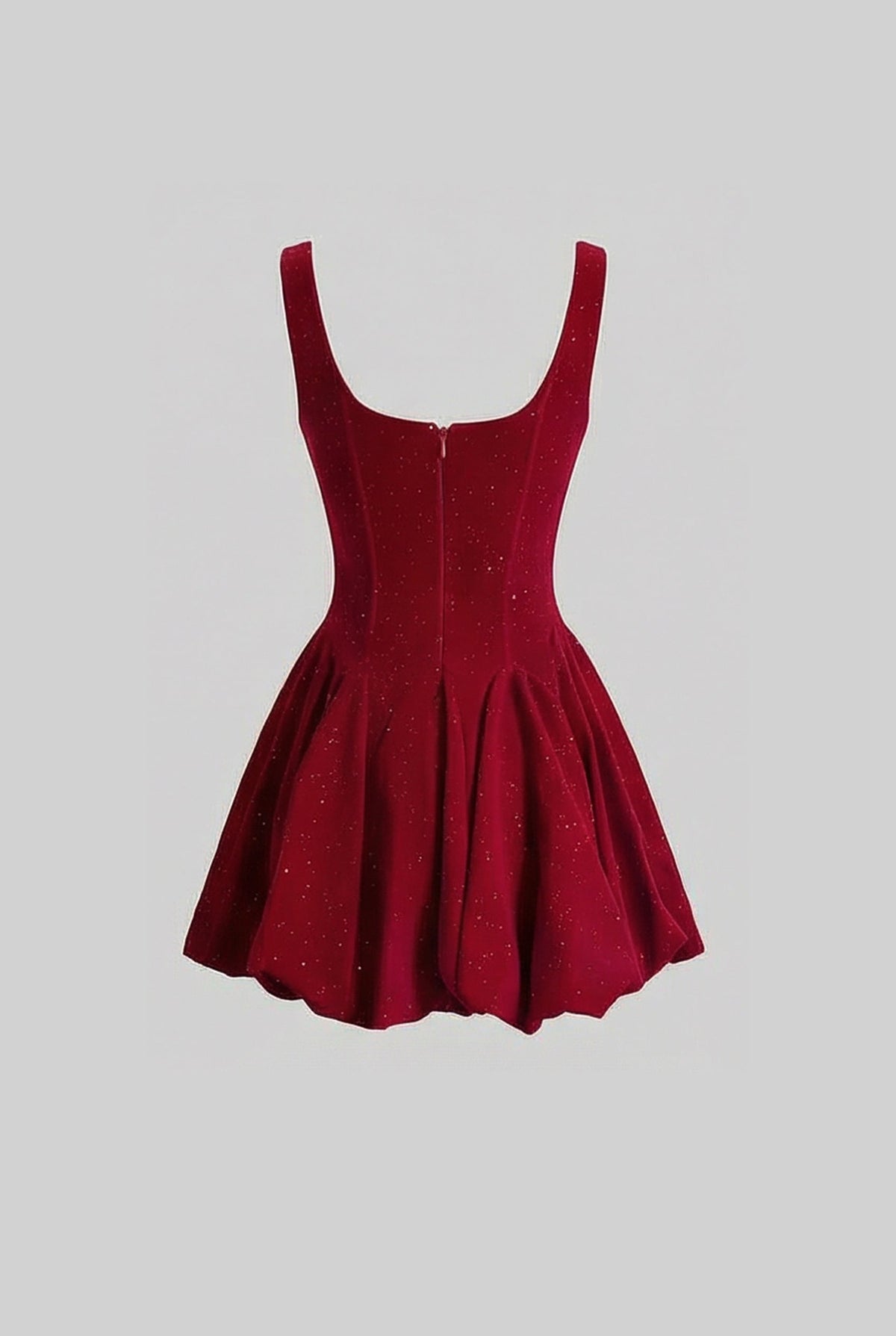 Velvet Corset Mini Dress with Crystal-Embellished Neckline – Burgundy - View 5