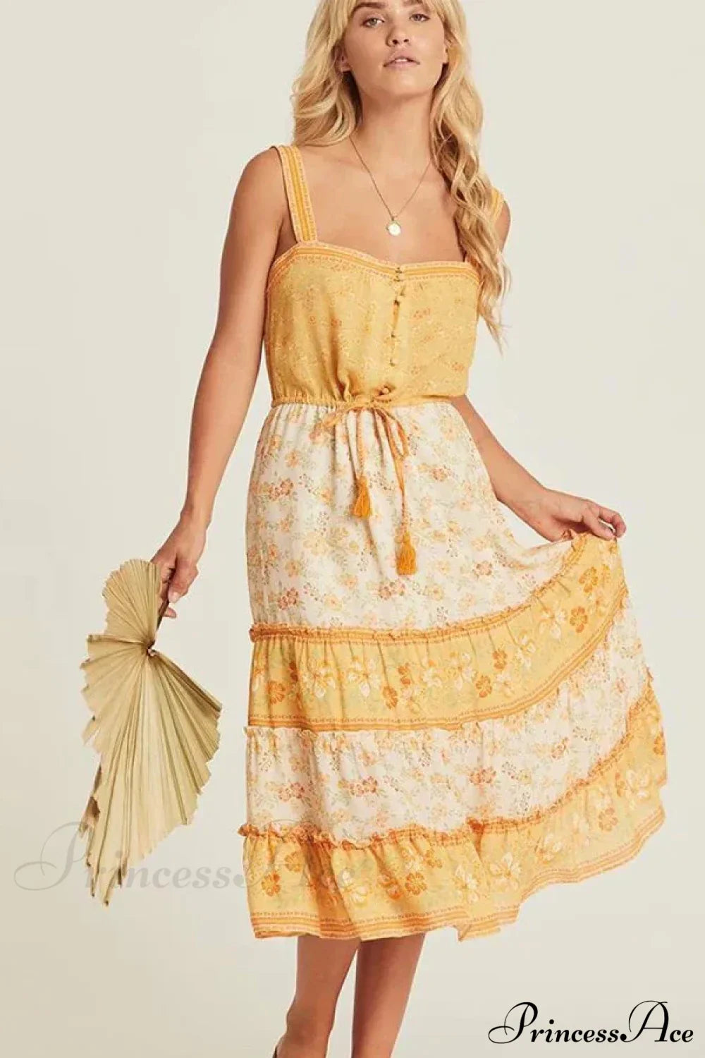 Boho Sundress Sexy Sleeveless Strap Rayon Floral Beach Dress