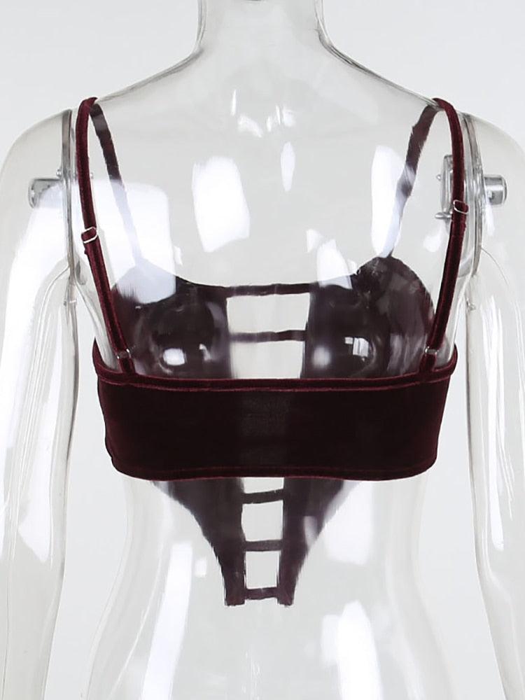 KittenAlarm - Boots Hollow Out Velvet Corset Top