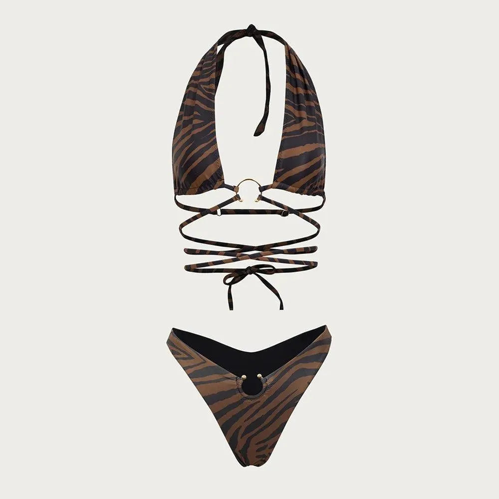 Bora Bora Halter Bikini With Gold Hardware Embellishment