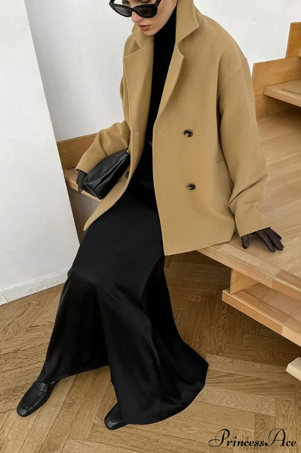 Brown Double-Breasted Wool Midi Coat for Stylish Warmth