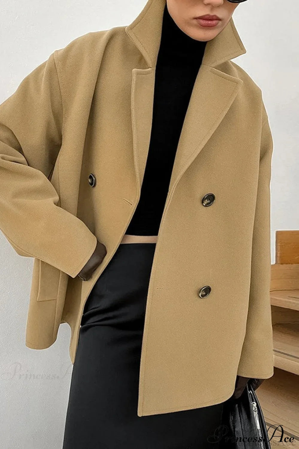 Brown Double-Breasted Wool Midi Coat for Stylish Warmth