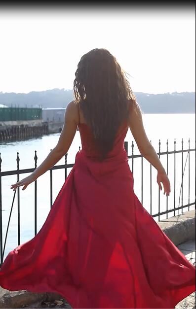 Burgundy High Split Prom Dress Long Spaghetti-Straps - Fashionpara