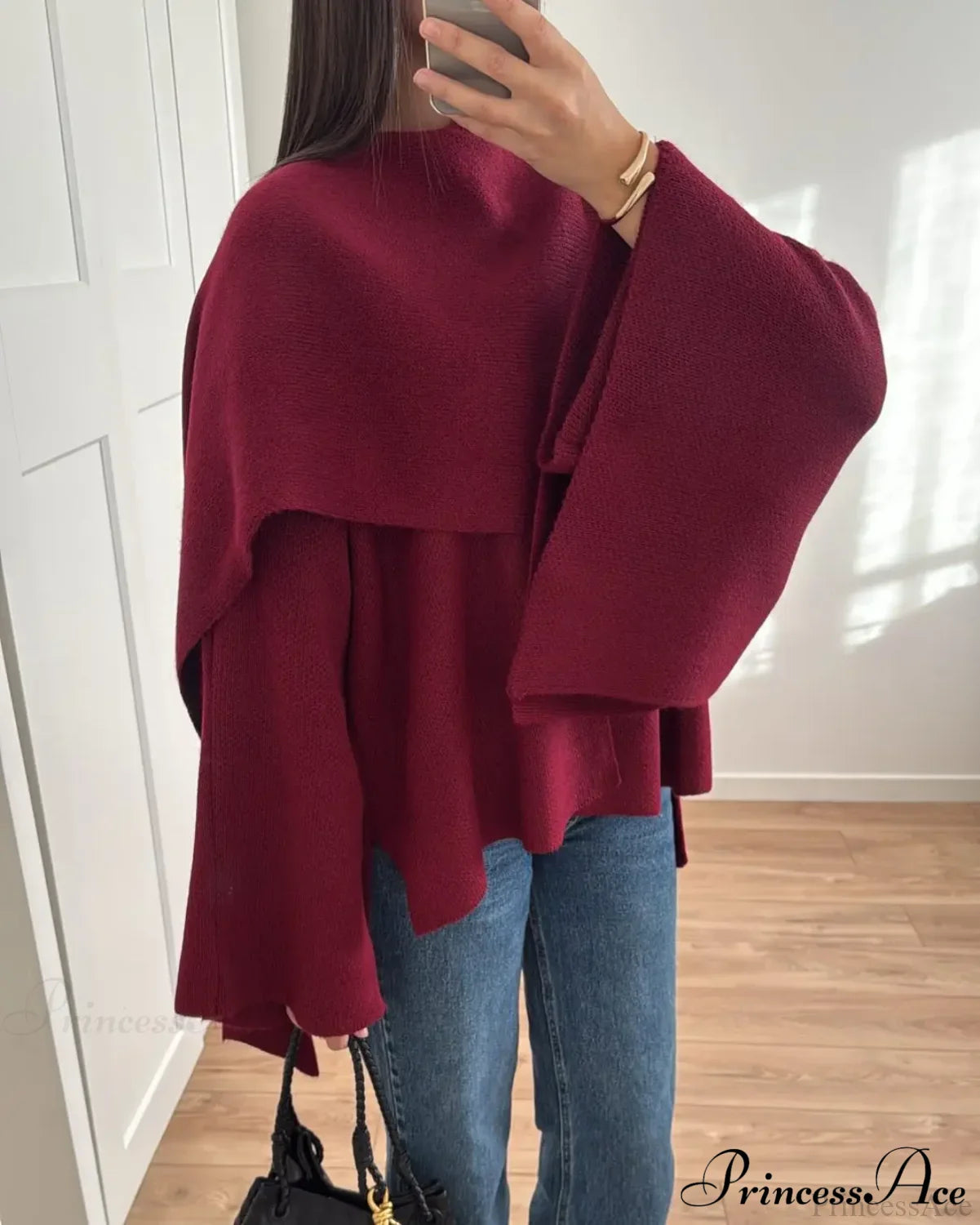 Burgundy Knit Jacket with Scarf Coat red 2 / S