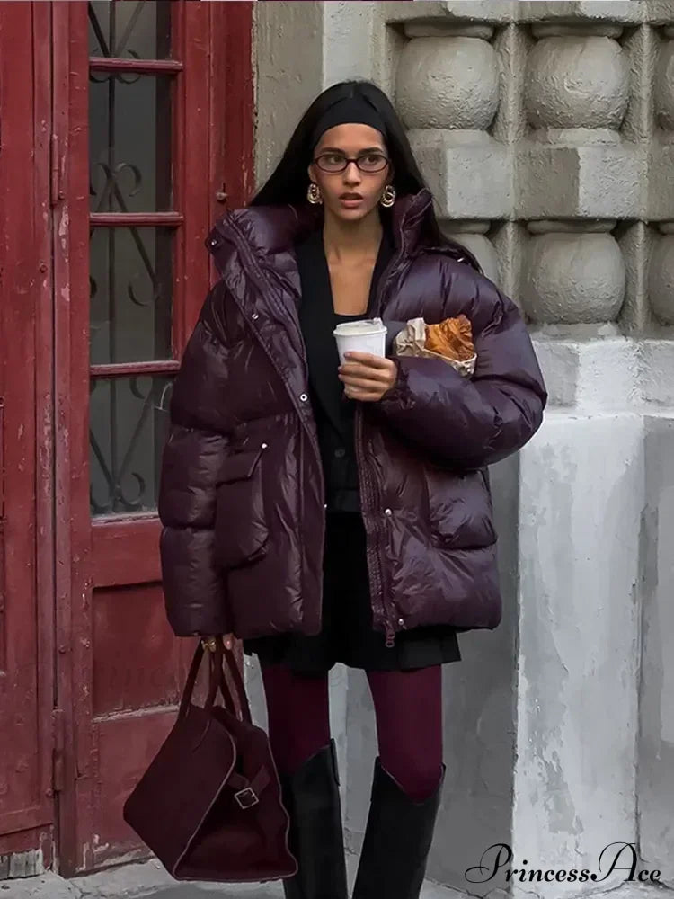 Burgundy Red Warm Cotton Coat