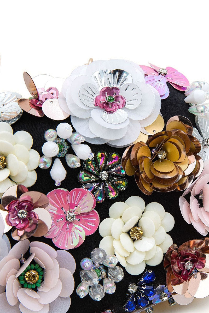 Floral Decor Clip Top Box Bag - Women Evening Clutch - Fashionpara