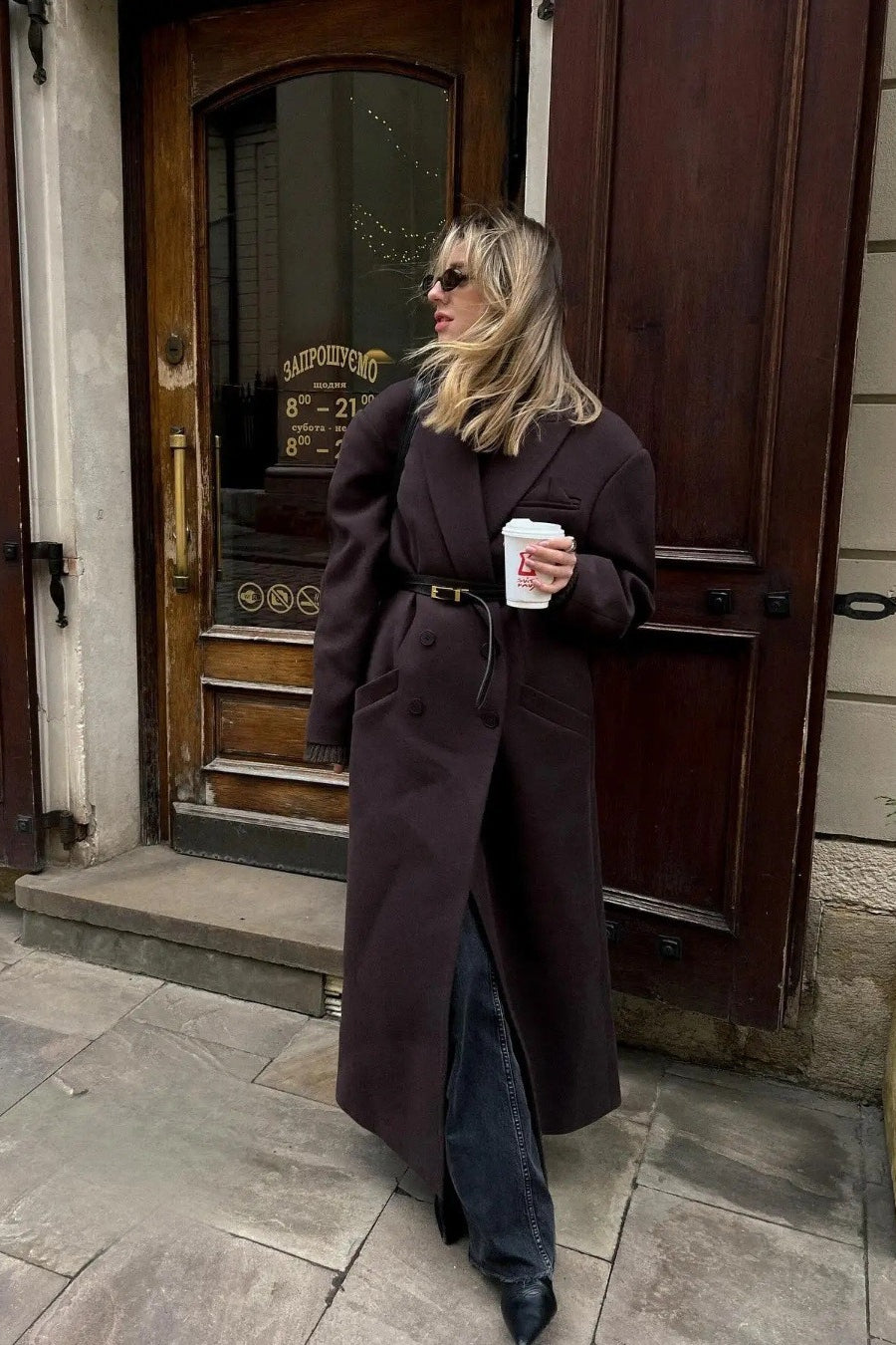 Elegant Double-Breasted Long Overcoat for Timeless Style