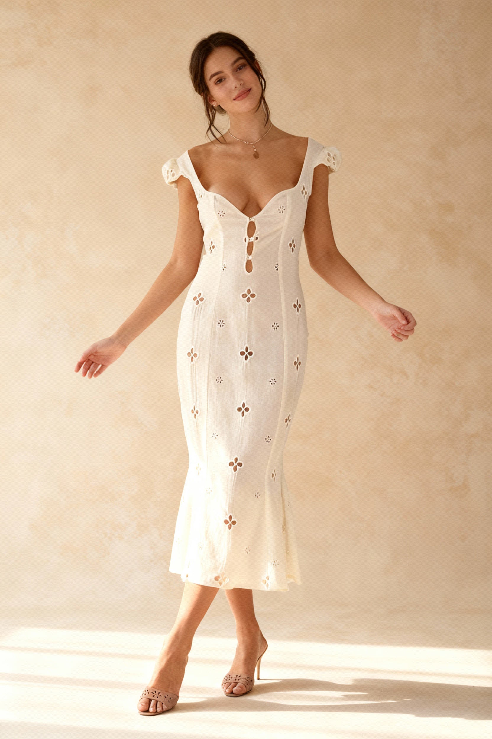 High Waist e Beachwear Bodycon Hollow Out Sundress