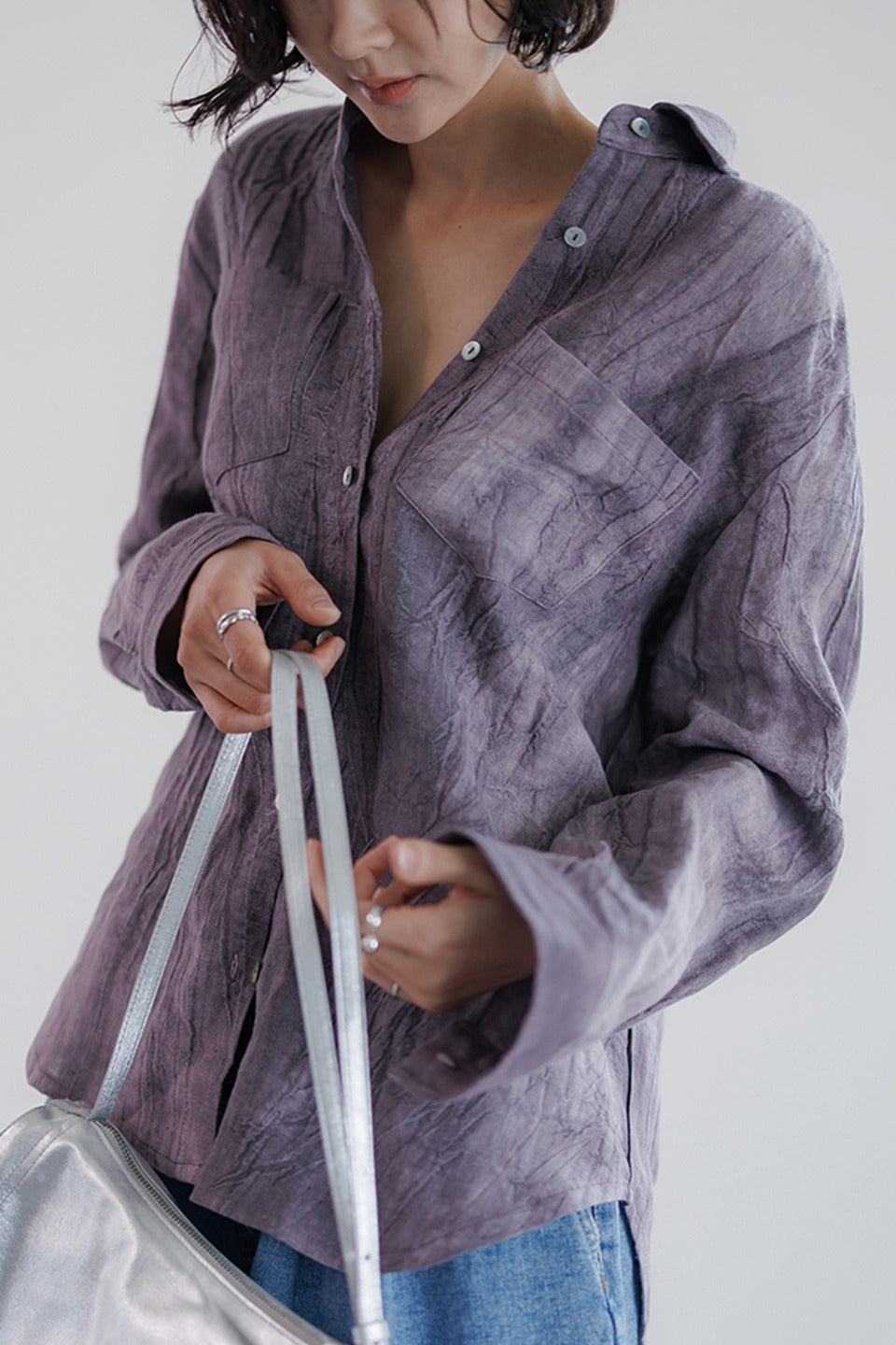 Old Money Wave Texture Blouse