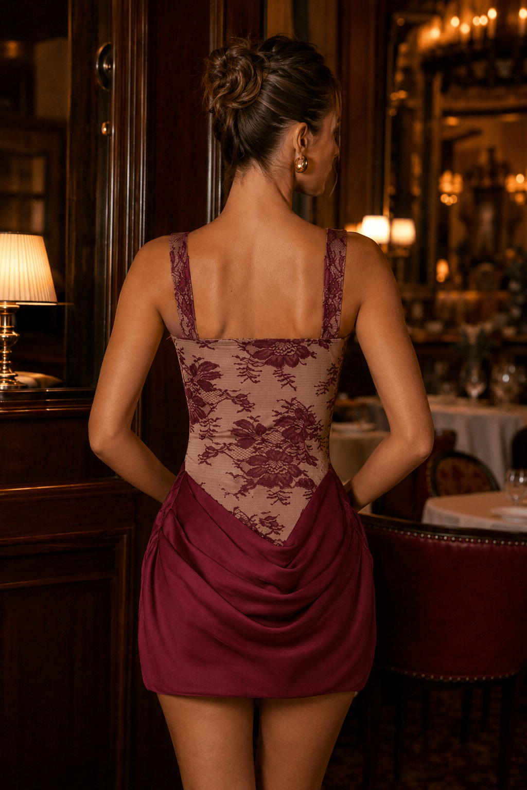 Patchwork Lace Ruched Dress