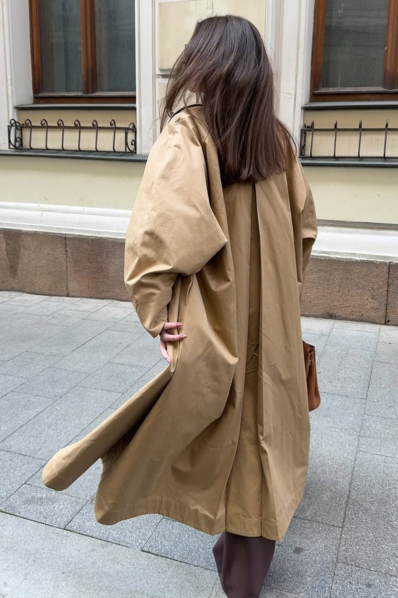 PrincessAce Minimalist Extra-Long Cotton Lapel Overcoat