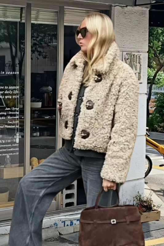 Fleece Toggle Short Coat - Fashionpara