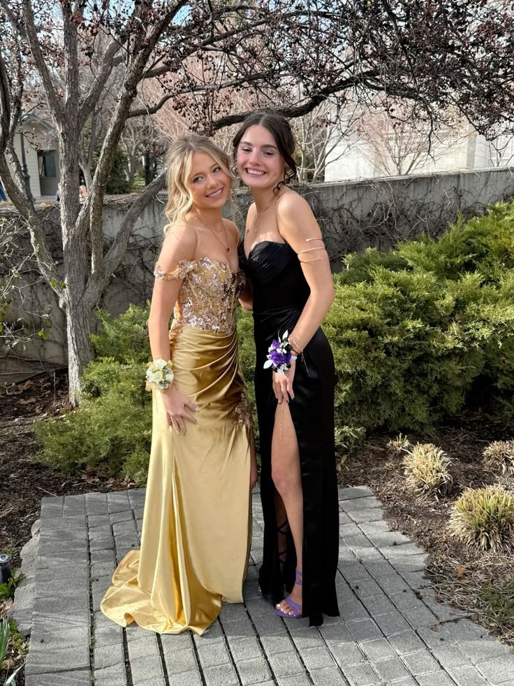 Mermaid Off The Shoulder Gold Slit Sequins Prom Dresses 18th Birthday Outfits Evening Long Dress - Fashionpara