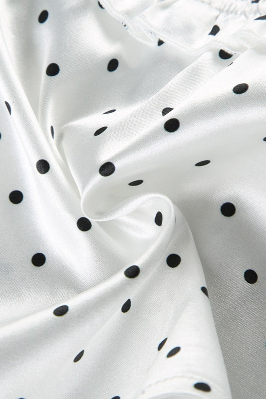 Polka Dot Deep V Bow Tie Cami Crop Top - Fashionpara