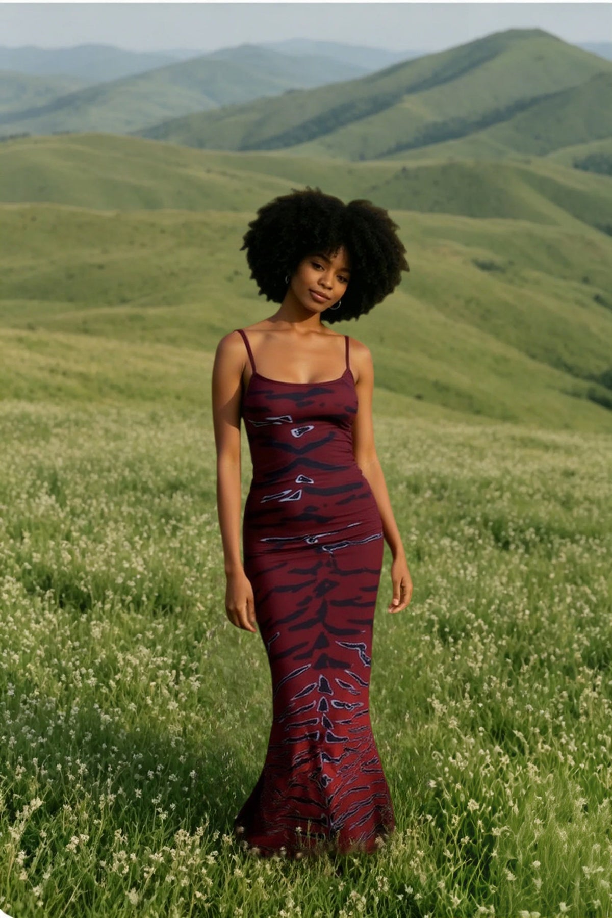 Animal Print Scoop Neck Spaghetti Strap Mermaid Dress
