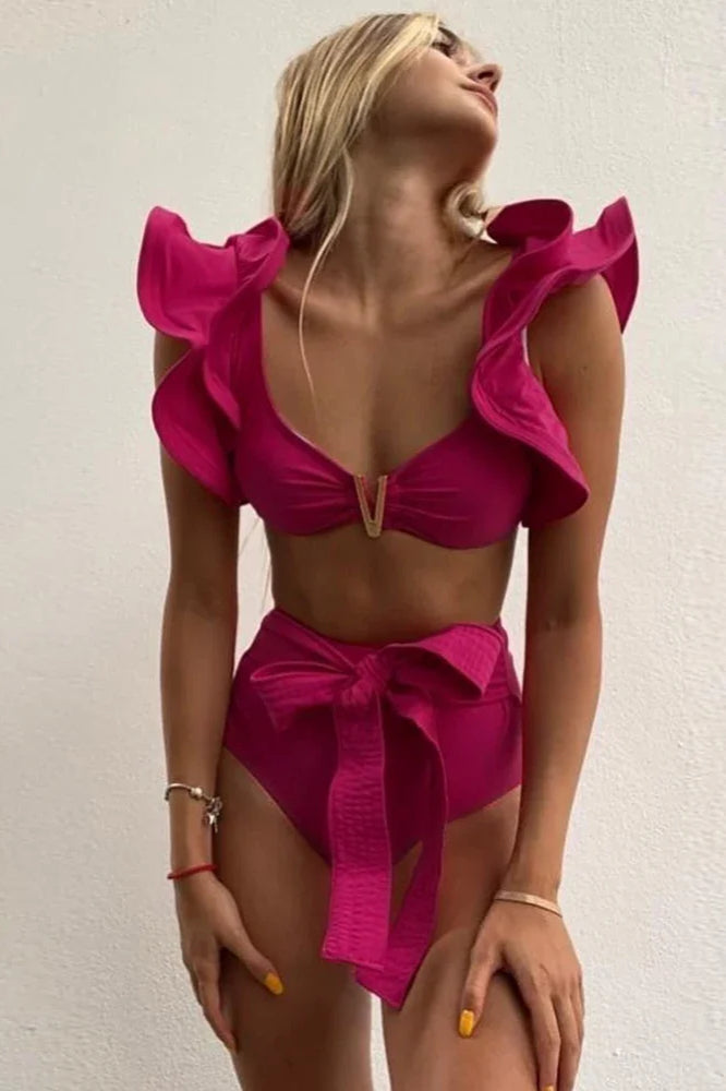 Print Push Up High Waist Bikini Set