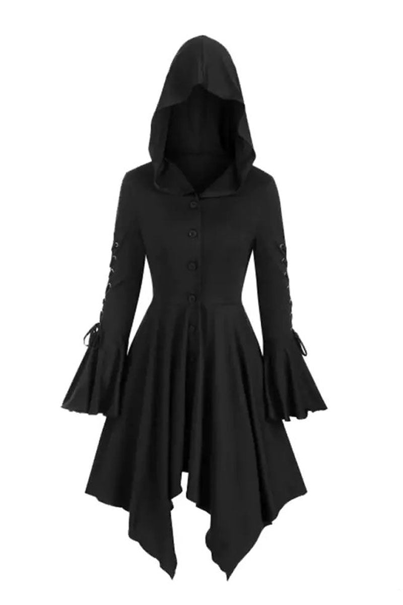 Halloween Party Cosplay Women Costume Medieval Cloak Hooded  Gothic Vintage Dress - Fashionpara